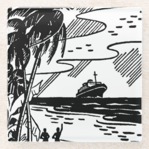 Cruiseschip met omloop glazen onderzetter