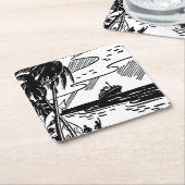 Cruiseschip met omloop vierkante kartonnen onderzetter (Schuin)