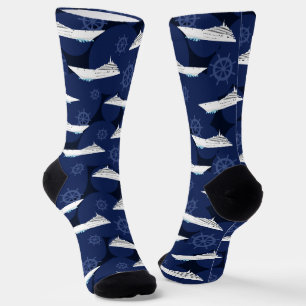 Cruiseschip Navy blauw en wit zeilen Sokken