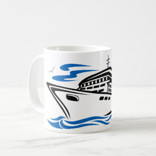 Cruiseschip op oceaangolven Nautisch reizen Koffiemok