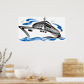 Cruiseschip op Ocean Waves Nautical Travel Poster (Keuken)