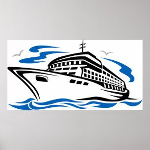 Cruiseschip op Ocean Waves Nautical Travel Poster