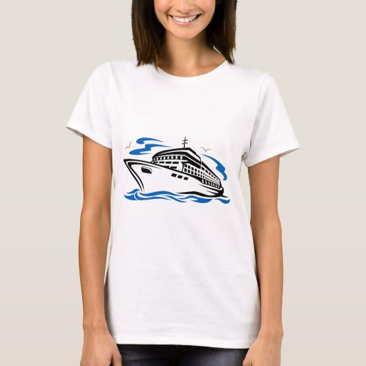 Cruiseschip op Ocean Waves Nautical Travel T-shirt (Voorkant)