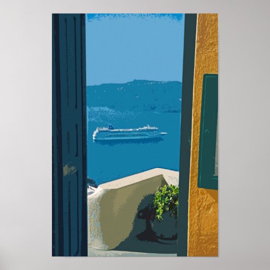 cruiseschip Santorini, Griekenland Poster (Voorkant)