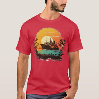 Cruiseschip vóór een  zonsondergang t-shirt