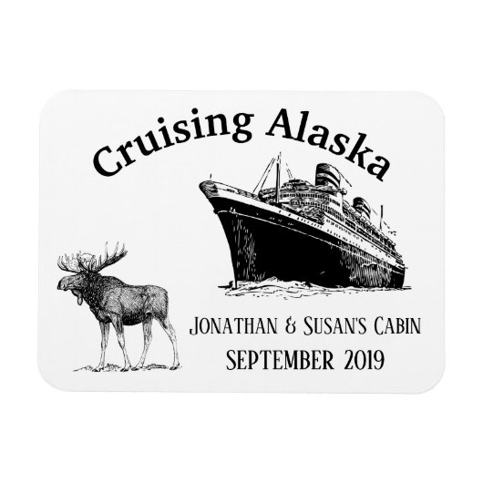 Cruising Alaska Schip en Moose Magneet (Horizontaal)