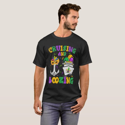 Cruising and Boozing Mardi Gras Cruise Matching Fa T-shirt (Voorkant volledig)