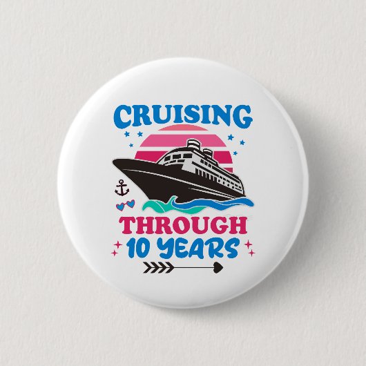 Cruising door 10 jaar bruiloft ronde button 5,7 cm (Voorkant)