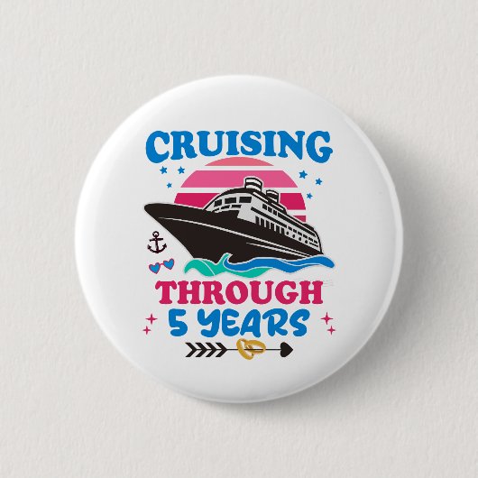 Cruising door 5 jaar bruiloft ronde button 5,7 cm (Voorkant)