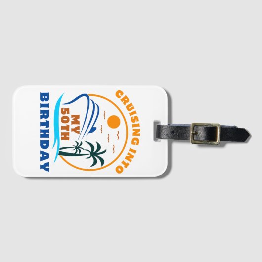 Cruising in mijn 50e geboortedag boot bagagelabel (Voorkant (horizontaal))