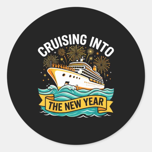 Cruising Into The New Year 2026 Cruise Squad  Ronde Sticker (Voorkant)