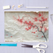 Crumped Page met Cherry Blossom Branch Tissuepapier (Craft)