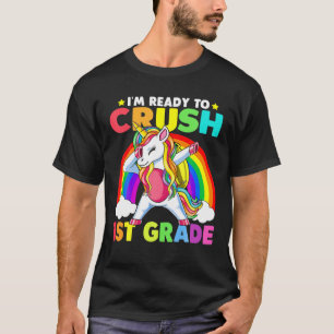 Crush 1St Grade Dabbing Unicorn terug naar school T-shirt