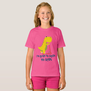 Crush 4th Grade Fun dinosaurus scooter truck Schoo T-shirt