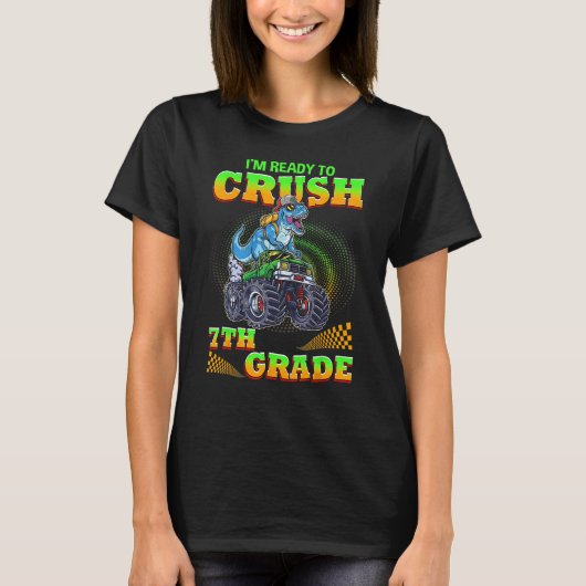 Crush 7th Grade Dinosaur Back To School For Teache T-shirt (Voorkant)