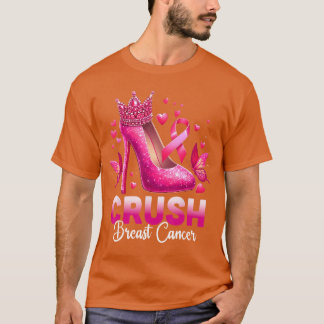 Crush Borstkanker Bewustzijn Bling Roze Lint Hi T-shirt