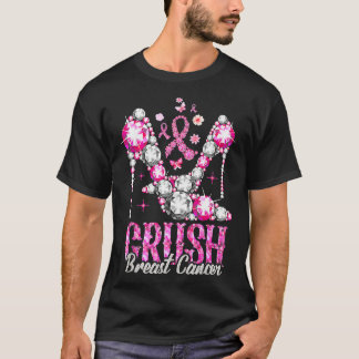 Crush Breast Cancer Awareness Bling Pink Ribbon T- T-shirt
