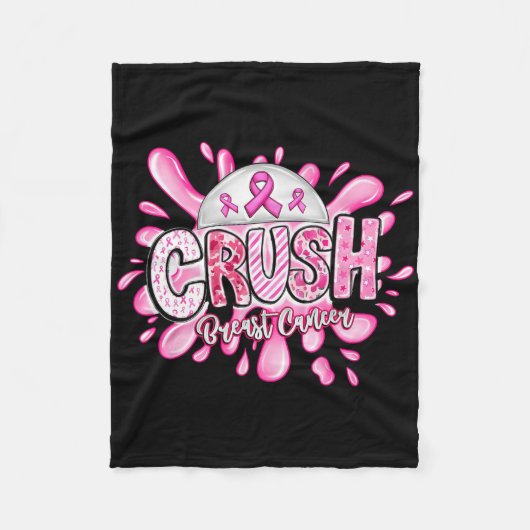 Crush Breast Cancer Awareness Pink Ribbon Support Fleece Deken (Voorkant)