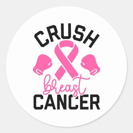 Crush Breast Cancer Awareness Ronde Sticker (Voorkant)
