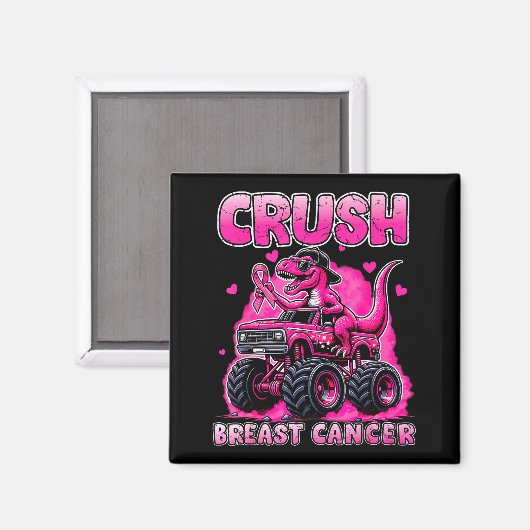 Crush Breast Cancer Awareness T Rex Monster Truck Magneet (Voorkant / Achterkant)