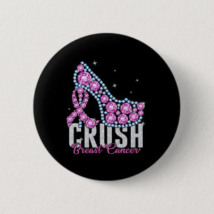 Crush Breast Cancer Bling Ribbon Ronde Button 5,7 Cm