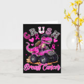 Crush Breast Cancer Dinosaur T Rex Monster Truck B Kaart (Gele Bloem)