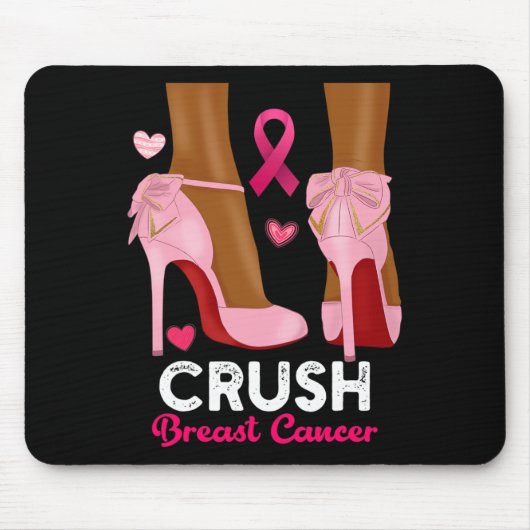 Crush Breast Cancer in oktober Draag we roze Black Muismat (Voorkant)