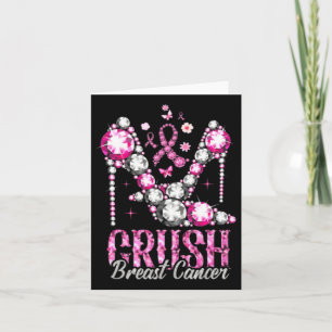 Crush Breast Cancer Roze Bling High Heels Ribbon Kaart