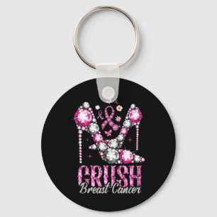 Crush Breast Cancer Roze Bling High Heels Ribbon Sleutelhanger