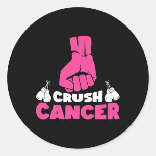 Crush Cancer Boxing Pink Ribbon Borstkanker Award Ronde Sticker