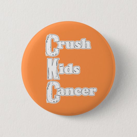 "Crush Kinder Cancer" Oranje Button (Voorkant)