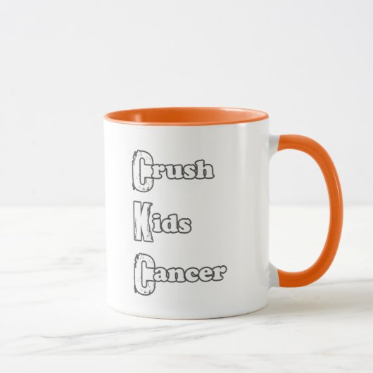 "Crush Kinderen Cancer" Oranje Mok (Rechts)
