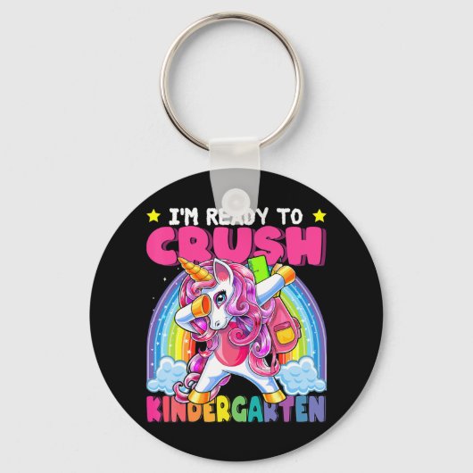 Crush Kindergarten Dabbing Unicorn Terug naar scho Sleutelhanger (Voorkant)