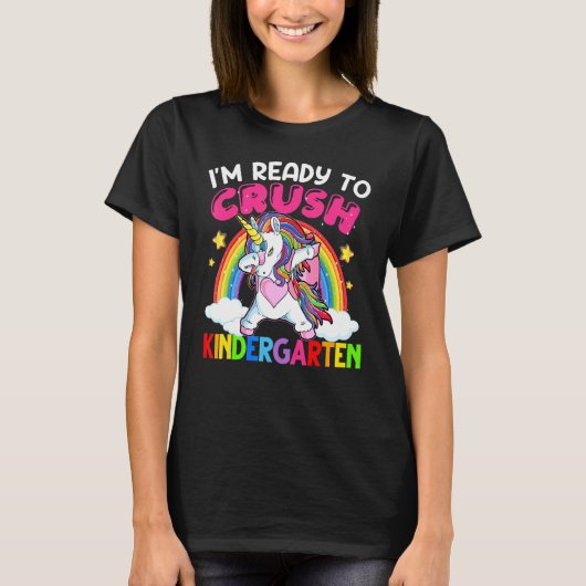 Crush Kindergarten Dabbing Unicorn terug naar scho T-shirt (Voorkant)