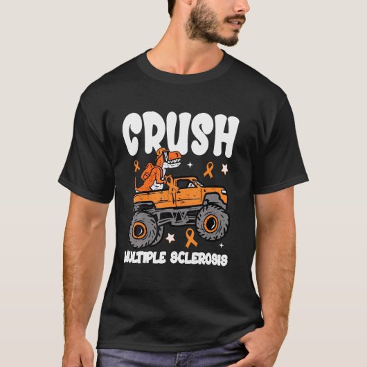 Crush Multiple Sclerosis Dinosaur Truck Awareness T-shirt (Voorkant)