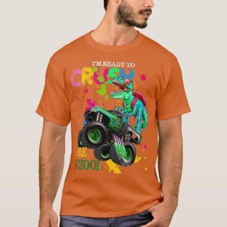 Crush Preschool Dinosaur Monster Truck Terug naar T-shirt