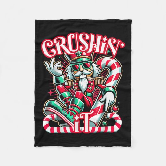 Crushin' It Notenkraker Xmas Funny Christmas Manne Fleece Deken (Voorkant)