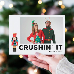 Crushin' It Nutkraker Custom Photo Holiday Kaart