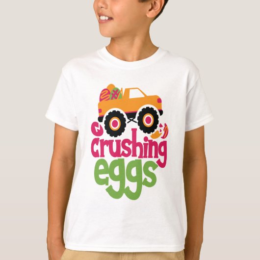 Crushing Eggs Monster Truck Boys Easter T-Shirt (Voorkant)