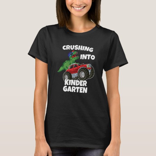 Crushing into Kindergarten Monster Truck Dinosaur T-shirt (Voorkant)