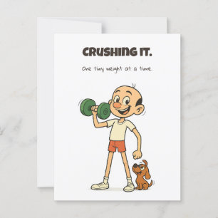 Crushing It – Funny Gym Briefkaart met Nino & Dog