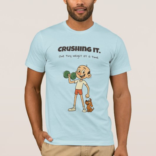 Crushing It - Grappig Gym Cartoon T-shirt (Voorkant)