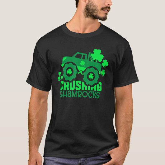 Crushing Shamrocks Monster Truck Irish St Patrick T-shirt (Voorkant)