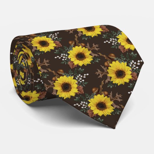 crustiled zonnebloempatroon stropdas (Opgerold)