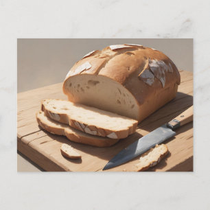 Crusty Bread and Slices op houten plank Briefkaart