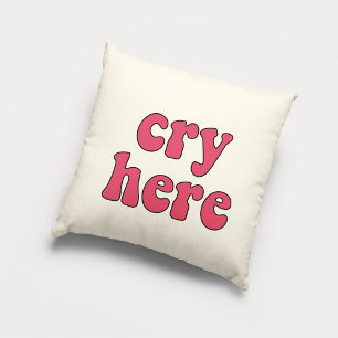Cry hier grappige retro kussen