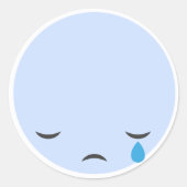 Cry Sad Emoji Ronde Sticker (Voorkant)