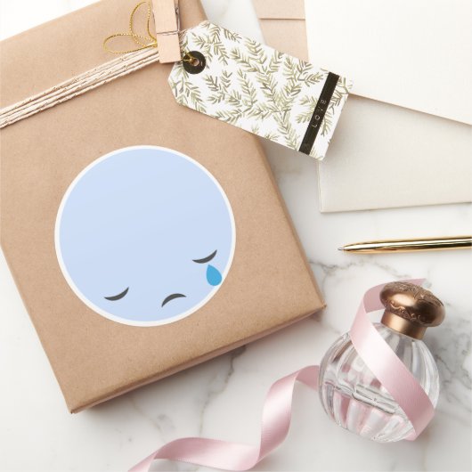Cry Sad Emoji Ronde Sticker (Geschenken)