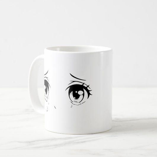 Crying Anime Eyes Mug – Aesthetic Sadcore Design (Devant gauche)