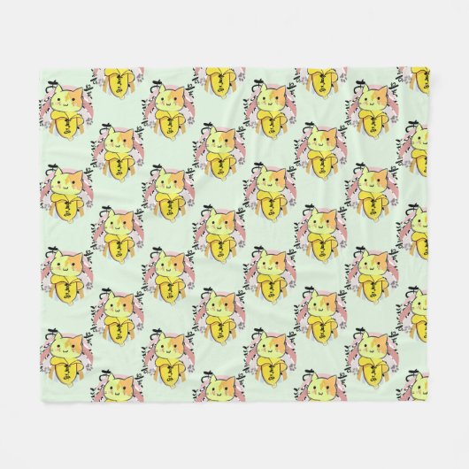 Crying Banana Cat Pattern Fleece Deken (Voorkant (Horizontaal))